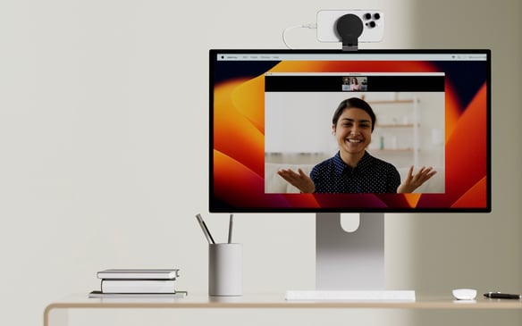 A computer screen with a webcam attached to it

Description automatically generated